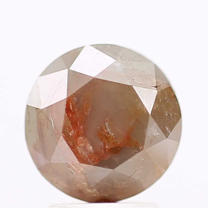 3.11 Carat Brown Orange Rustic Round Shape Brilliant Cut Natural Loose Diamond